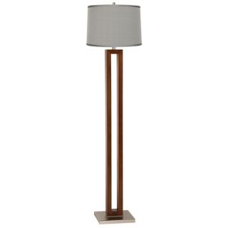 Platinum Gray Dupioni Rectangle Walnut Floor Lamp   #T1391 97486