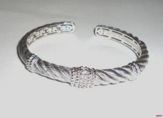 Judith Ripka Sterling Silver Diamonique Textured Hinge Cuff Bracelet