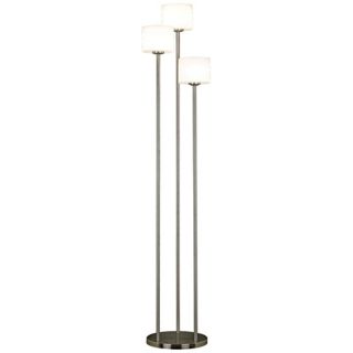 White Ribbed Glass 3 Light Torchiere Floor Lamp   #H9465