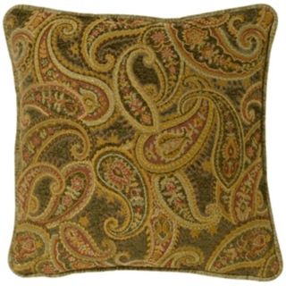 Rose Green Paisley 18" Square Pillow   #G2936