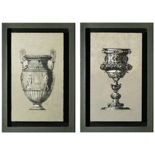 Gray Shadowboxed Goblet and Urn Wall Art   #M0439