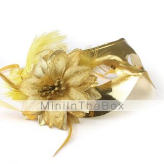 USD $ 5.39   Golden Ostrich Feathers Masquerade Mask,