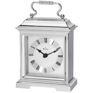Bradbury II 4 3/4" Wide Chrome Finish Bulova Desk Clock   #V1958
