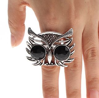 EUR € 4.77   Antiek Zilver Big Eye Uil Ring, Gratis Verzending voor