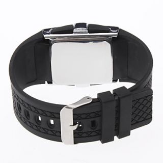 USD $ 4.60   Square Silver Dial Black Silicone Band LED Wrist Watch
