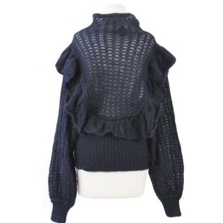 Just Cavalli Dark Blue 100 Mohair Knitted Deep Neck Sweater US L It 44