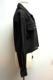 Vtg 80s Mens Junior Gaultier Black Denim Jacket Sz 48