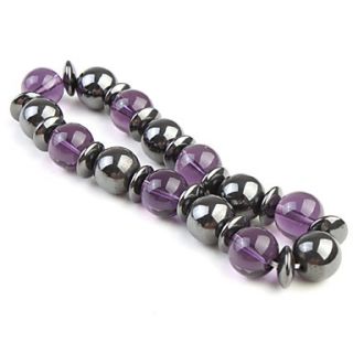 USD $ 3.89   Magetic Bracelet with Purple and Black Round Beads,
