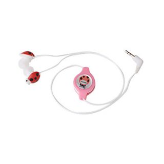 USD $ 3.09   Cute Ladybug In Ear Earphones with Retractable Cable (Red