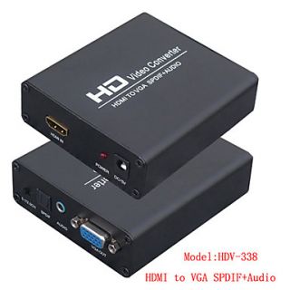 HDMI a VGA y de vídeo de audio SPDIF caja convertidora (negro