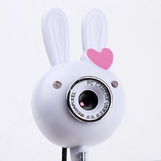 Megapixel Rabbit Style Flexible USB Webcam with Microphone (White