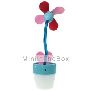 USD $ 10.99   Cute USB/3*AA Powered Flower Pot Fan with 2 LED White