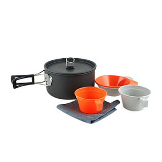 USD $ 34.89   2 3 People Camping Cookset(1.2L Pot+2PCS 200ML Bowl+2PCS