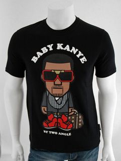 TWO ANGLE Mikany Baby Kanye West Character Print T Shirt   Black   S M