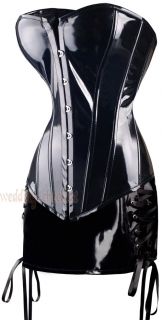 PVC Size s Overbust Corset w Mini PVC Skirt Clubwear G2758 K