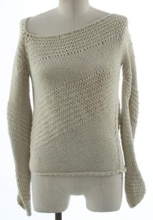 Donna Karan Beige w Metallic Accents Braided Sweater S