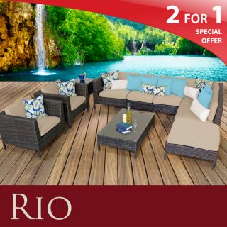 New Furniture Rio Outdoor Wicker Patio 9 Piece Set Sand – Free