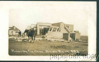 1912 Ruins of Cyclone in Bison Kansas Real Photo Postcard