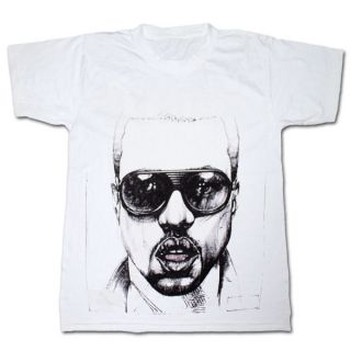 Kanye West Sketch Face Lightweight Graphic White Tee Shirt