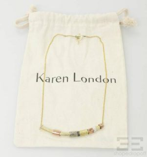 Karen London Gold Silver Rose Gold Tone Beaded Bar Necklace