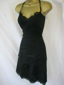 Karen Millen Sz 8 10 12 14 Broderie Anglais Cotton Coral Black Dress