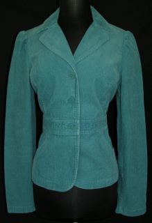 Ann Taylor Turquoise Blue Green Corduroy Jacket 6 New Fitted Feminine