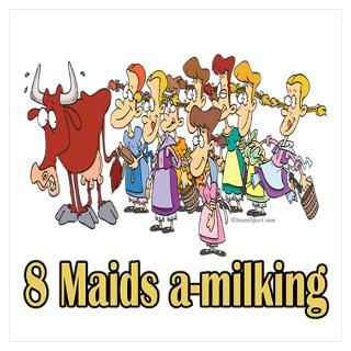 Wall Art  Posters  eight maids a milking cartoon