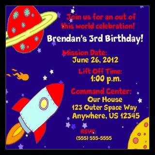 outer space kids birthday invitation 5 25 x 5 25