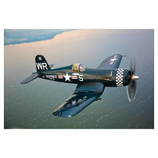 Vought F4U 5 Corsair in flight Poster