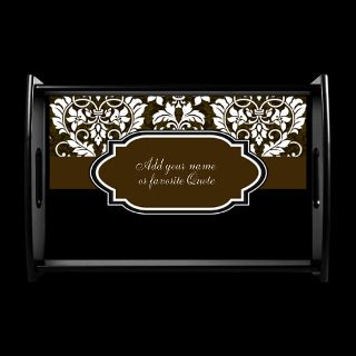 Add Name Gifts  Add Name Tray  Customizable Brown Damask Coffee