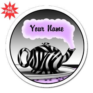 Animal Gifts  Animal Bumper Stickers  Zebra Print Teapot Purple 3