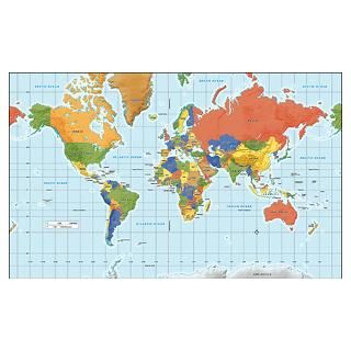Wall Art  Posters  World map, physical with country