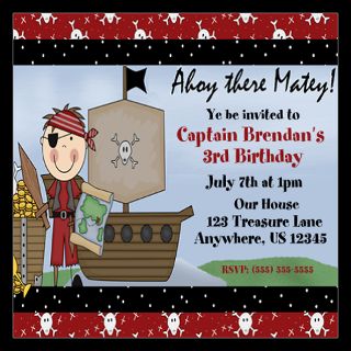 boy pirate birthday invitation 5 25 x 5 25 flat