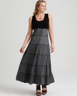 Karen Kane New Lifestyle Black Long Tiered Scoop Neck Casual Dress