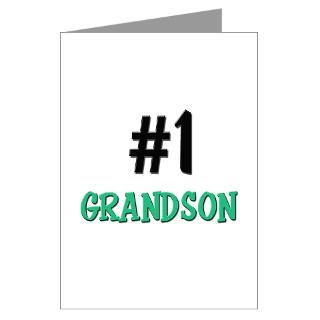 Number 1 GRANDSON Greeting Cards (Pk of 10)