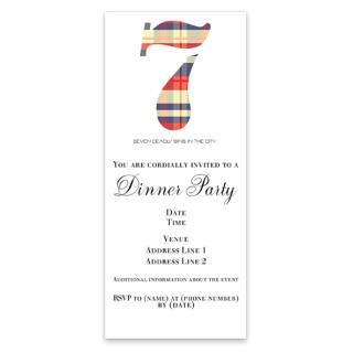 Number 7 Colorful Plaid   Invitations for