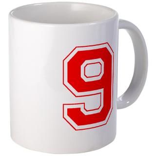 Gifts  9 Drinkware  Varsity Font Number 9 Red Mug
