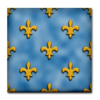 Sky Blue and Yellow Gold Tile Coaster  Fleur de Lis Tile Coasters