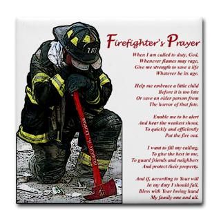 Firefighter Prayer Tile Coaster  Firefighters Prayer  FIRE