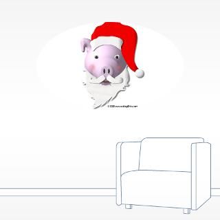 cute pink pig santa 22x14 oval wall peel $ 14 99