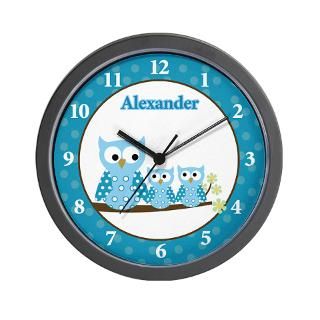 Blue Hoot Owls Wall Clock for $18.00