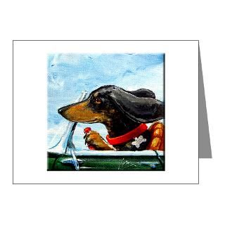 Black Note Cards  Dachshund Takes the Wheel Note Cards (Pk of 20
