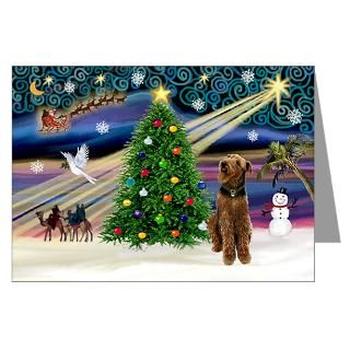 Greeting Cards  XmasSunrise/2 Airedales Greeting Cards (Pk of 20