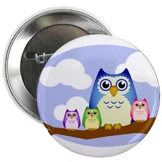 Gifts  Animals Buttons  Colorful Owl Family (3 kids) 2.25 Button