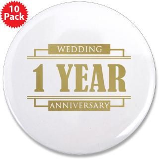 Stylish 1st Wedding Anniversary 3.5 Button (10 pa by pixelstreetann