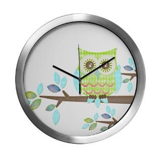 Bright Eyes Owl in Tree Modern Wall Clock for $42.50