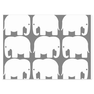 Africa Gifts  Africa Flat Cards  White Elephants Silhouette 4.5 x