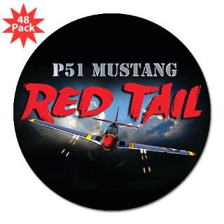  P51 Mustang Red Tail 3 Lapel Sticker (48 pk