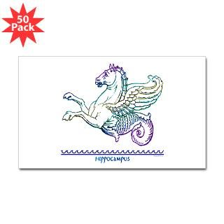 Greek Sea Horse Vintage Art Rectangle Sticker 50