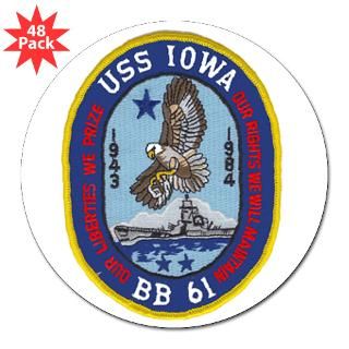 USS Iowa BB 61 Round Sticker for $30.00